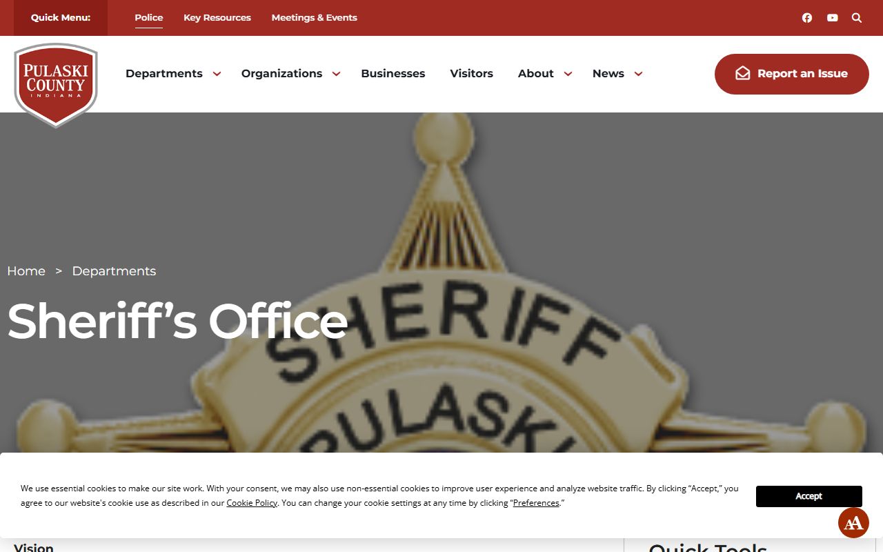 Pulaski County Sheriff's Office inmate population and jail roster page